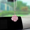 Pingente de carro de camélia cravejado de diamantes transfronteiriço, ornamento decorativo criativo e deslumbrante de flor rosa de diamante para espelho retrovisor interno