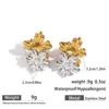 Pendientes de Acero Inoxidable Color Malta Flor Margarita Bloques de Color Dorado y Plateado Anillo Abierto Anillo de Dedo Diseño Abierto Accesorios para Orejas