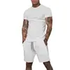 Comercio Exterior Camiseta de Color Sólido de Moda Pantalones Cortos Medios Traje de Pantalones Cortos de Manga Corta para Hombre Verano Europeo y Americano Transpirable
