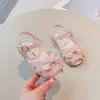 Sandalias Cerradas de Moda y Dulces para Niñas 2026 Nuevo Estilo de Verano Bebé Caladas con Moño Peep-Toe Zapatos de Princesa de Suela Suave