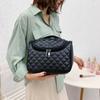 Bolsa de cosméticos de viaje sencilla y a la moda, gran capacidad, gran tamaño, bordado rómbico, gancho para colgar, bolsa de aseo, bolsa de cosméticos, bolsa de almacenamiento