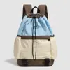 Mochila de Moda Deportiva para Exteriores Tela Lavada Ligera con Cordón para Estudiante Universitario Hombre y Mujer Bolso Escolar Marca de Moda Color Contrastante Mochila para Mujer