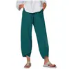 Calça Cropped Casual Solta de Costura Simples de Cor Sólida Tamanho Grande Nova Europeia e Americana Transfronteiriça para Mulheres