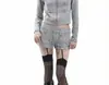 Conjunto de jaqueta curta de gola alta com abotoamento duplo estilo coreano e japonês com shorts de bolso com cordão, roupa casual slim fit doce e cool estilo workwear