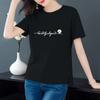 [100% Algodón] Verano Suelta Manga Corta Abertura Camiseta Mujer Estampada Cuello Redondo Top Algodón Suelta Jersey Camiseta Básica