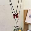 Colar com Pingente de Borboleta Cruzada de Cristal Design Doce Cool Luxo Leve Moda Elegante Personalidade Corrente de Suéter Empilhada Corrente Tendência