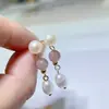 Nova Prata Esterlina S925 Pérola Natural de Água Doce Genuína Joias Brincos Banhados a Ouro 18K Joias de Pérola Zhuji Uma Peça Dropshipping