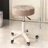Taburete de Belleza con Ruedas, Silla para Barbería, Silla Especial Elevable para Salón de Belleza, Silla Giratoria Ajustable, Taburete Redondo, Silla para Peluquería y Manicura