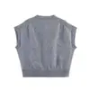 Para Comercio Exterior Transfronterizo Europeo y Americano Ropa de Mujer Aliexpress Más Vendido Verano Simple Versátil Chaleco de Punto Decorado con Botones