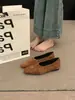 Sapatos Elegantes de Cano Baixo Estilo Coreano para Mulheres 2025 Outono e Inverno Nova Moda Versátil Sapatos de Avó Plissados de Uma Sola