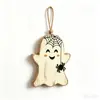 Ornamento de Madeira Estilo Retrô Americano para Pendurar no Corredor de Halloween Fantasma Gato Preto Abóbora Coruja Decorações para Vitrine de Casa