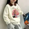 Sudadera de Dibujos Animados para Niños 2026 Otoño/Invierno Nuevo Estilo Sudadera de Algodón con Cuello Solapa para Niñas Pulóver Moderno Camiseta Básica para Niños Mayores