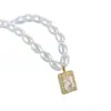 Collar Vintage de Lujo Ligero con Circonita y Perla, Colgante de Gota de Agua y Cuadrado, Diseño Único, Nuevo Regalo Versátil y Delicado para Novia