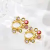 Pendientes Coloridos de Acero Inoxidable con Circonita Dopamina, Elegantes de Acero de Titanio Versátil Estilo Chanel Japonés y Coreano para Mujer, Al por Mayor en Stock
