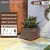 Macetero de Madera Anticorrosivo Caja para Flores de Exterior Cuadrado de Patio Caja de Plantación Maceta Grande Caja para Plantar Árboles Extra Grande Maceta