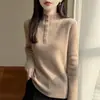 Suéter para mujer, capa base de cuello alto medio, top de punto interior ajustado, diseño medio abierto otoño/invierno, manga larga adelgazante, estilo nuevo, artículo transfronterizo