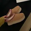 Botas de Neve Transfronteiriças 2025 em Couro Genuíno e Pele com Solas Grossas, Versão 2.0 Estilo Étnico, Sapatos de Algodão Femininos Taz de Calçar no Inverno