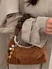 Bolsa de Mão Estilo Coreano Transfronteiriça de Nicho com Estampa de Leopardo para Mulheres Outono 2026 Nova Elegante Plissada de Luxo Leve para Ombro Transversal