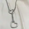 Nuevo Collar Metálico de Cadena Retro Punk Tendencia Hip-Hop Personalidad Simple Corazón de Melocotón Versátil Collar para Hombres y Mujeres Parejas