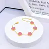 Pulseira de Aço Titânio Trevo da Sorte Flor de Cinco Folhas, Simples e Fashion, Versátil, Estilo de Luxo Leve, Conjunto de Joias de Madrepérola Dupla Face