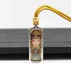 Mini Thangka Estilo Tíbet Colgante Hueco Lateral Pintado a Mano Colorido Dios del Dinero Dorado Pasado y Presente Colgante de Carnero Zakhila
