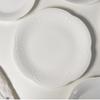 Plato de Cerámica Blanco Puro Francés con Encaje en Relieve y Vid de Vid Planta Plato de Postre Plato de Cena Plato de Sopa Plato Ovalado