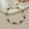 Pulseira Retrô Maillard Cor Olho de Tigre Natural Patchwork Pérola Swarovski Contas para Mulheres Elegante Design de Nicho Sentido Joia de Mão