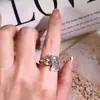 Anillo de Plata de Ley S925 con Cristal Natural Nueve Fuego Púrpura Amatista Citrino Joyería Metafísica Feng Shui Suministro