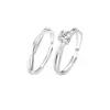 Anillo de Pareja Trenzado de Arena para Uñas Anillo de Dedo Línea Cruzada Mobius Anillo Simple Versátil Anillo de Diamante Único de Cuatro Garras