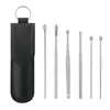 Recogedor de orejas de acero inoxidable con resorte, recogedor de orejas giratorio de doble cabeza, juego de 6 piezas de herramientas para la limpieza de oídos para uso doméstico