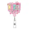 Porta-insignia de enfermera de gelatina con cuentas expandibles y hebilla retráctil, Bola de diamante transfronteriza, Acrílico brillante de venta caliente médica, Divertido y fácil de usar