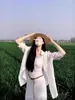 Camisa de Manga Larga Original de Tela Tencel Estilo Coreano Delgada Protector Solar Estilo Perezoso Holgado Camisa Abrigo Casual Top