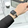 Adecuado para Correas de Apple Watch, Metal Cromado de Zinc con Diamantes y Cuero, Adecuado para Pulseras Iwatch8/9, Apple Watch12