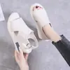 Sandálias Plataforma com Salto Anabela de Solado Grosso para Mulheres 2026 Novo Verão Sapatos Femininos de Salto Alto com Biqueira Aberta Couro Macio Sapatos Plataforma Exportação Tamanho Grande