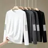 [Destacado] Camiseta de manga larga para hombre, adecuada para primavera y otoño, estilo casual, cuello redondo, corte holgado, transpirable, versátil y ligera, camiseta interior