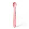 Colher de Silicone Endurecido Colher Pequena Curva Colher de Borracha Macia Colher para Bebê Aprender a Comer Colher de Alimentação Faca e Garfo de Silicone Colher de Treinamento para Crianças Pequenas