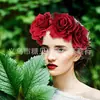 Europa y Estados Unidos Transfronterizos 5 rosas rojas corona de flores para el pelo diadema novia accesorios para el pelo de boda fiesta festiva banda para el pelo de flor artificial