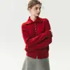 Nuevo cárdigan de cachemira de un solo botón para mujer, con cuello alto, corte holgado y efecto adelgazante.. Es una prenda exterior de punto, un suéter de color liso y una chaqueta elegante