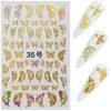 Pegatinas de uñas doradas con láser, pegatinas de uñas con degradado dorado, pegatinas de mariposas para uñas con láser, pegatinas adhesivas 3D de colores para uñas