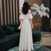 Vestido Blanco de Banquete para Mujer 2026 Nuevo Estilo Elegante Socialité Vestido Largo Se Puede Usar Casualmente Cumpleaños Hombros Descubiertos Vestido de Noche