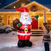 Papai Noel Inflável de 1,8m com Saco de Presentes Luz LED Decoração de Natal para Jardim Externo Ornamento