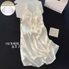 Sexy Camisón de Noche Verano 2026 Estilo Nuevo con Copas Integradas Longitud Media Azul Sensación Refrescante Tirantes Finos Pijama de Mariposa Ropa para el Hogar