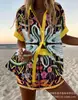 Amazon Conjunto de Pantalones Cortos de Playa y Camisa de Manga Corta para Mujer Multicolor Vacaciones Floral Impresión Digital 3D Casual