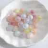 Contas Redondas Acrílicas Transparentes Foscas para Pulseiras Colares Joias Acessórios DIY Feitos à Mão Atacado em Estoque
