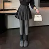 Saia Plissada Curta de Lã Feminina 2026 Outono Inverno Novo Estilo Saia de Lã Linha A Cintura Alta Shorts Anti-exposição Meia Saia Plissada Feminina