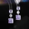 Exquisitos Pendientes Cuadrados Geométricos Incrustados con Circonita, Diseño Sencillo, Lujo Ligero Inspirado en Chanel, Sensación de Alta Gama, Pendientes de Aguja de Plata S925 para Mujer
