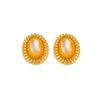 Aretes de plata S925 con incrustaciones de nácar, aretes de botón de concha blanca, aretes de concha dorada, encaje de cáñamo, temperamento exquisito, simples, naturales, aretes de nácar