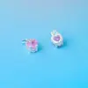 Novo Pingente de Morango Rosa com Diamante Eletrodepositado de Precisão em Prata Esterlina S925 Pingente em Formato de Coração Acessórios para Pulseira de Cristal DIY
