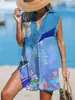 Venta Caliente Transfronteriza Verano Nuevo Vestido de Mujer Estampado Digital 3D Estilo Americano Sin Mangas Vestido de Playa