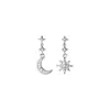 Brincos Elegantes de Prata S925 Nalan Estilo Coreano Doce Cravejados com Diamantes Lua Estrela Brilhante Brincos Frescos Lote M00462